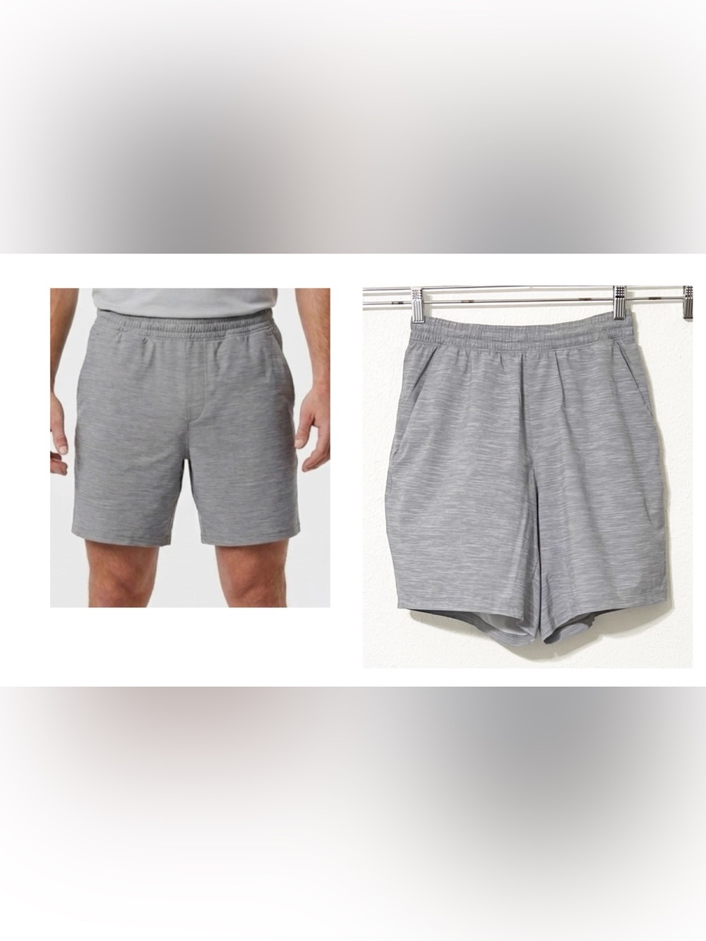 lululemon athletica Men's Pace Breaker athletic shorts in a grey heathered color